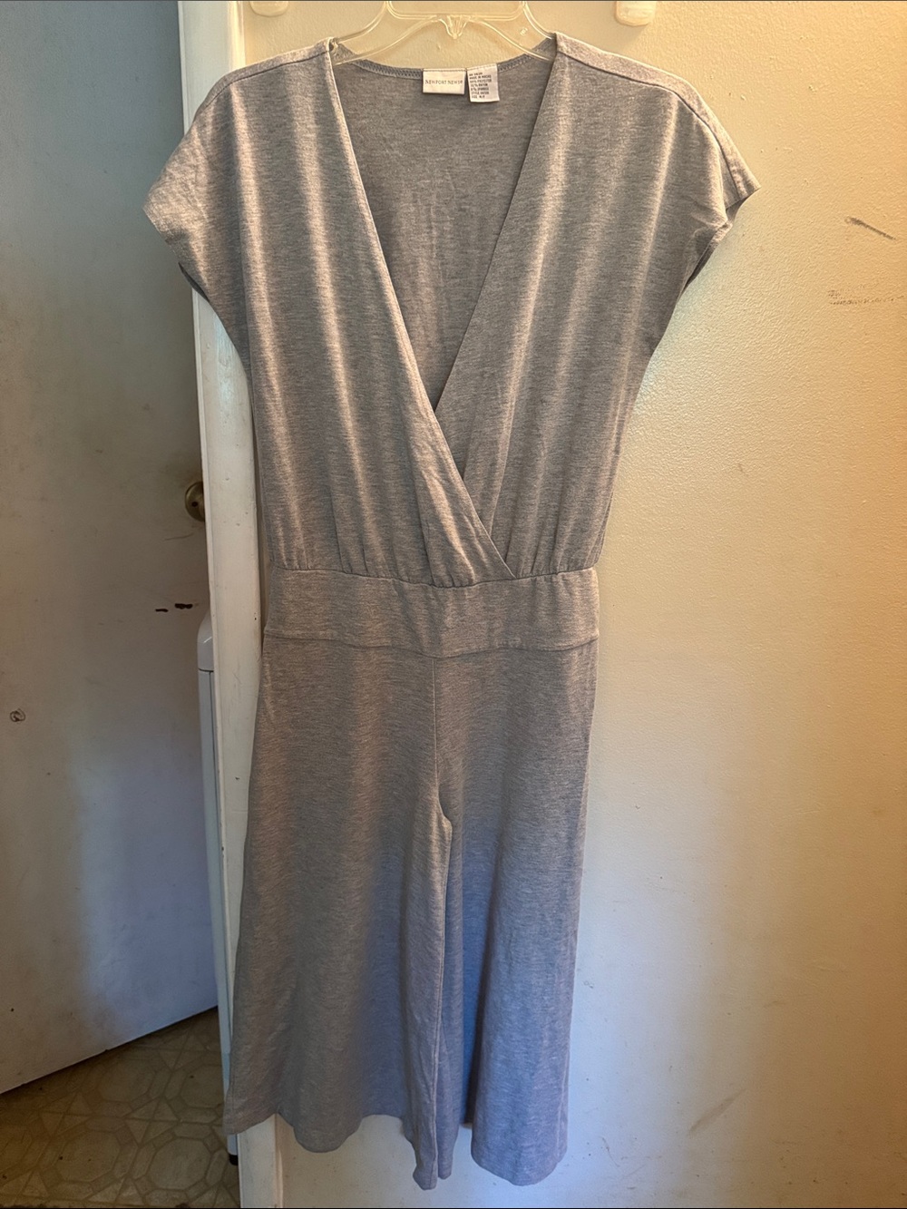 Newport News Gray Wrap-Style Jumpsuit